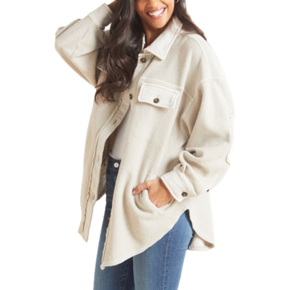 Free People Ruby Cream Shacket Soft Jacket Medium - image 1